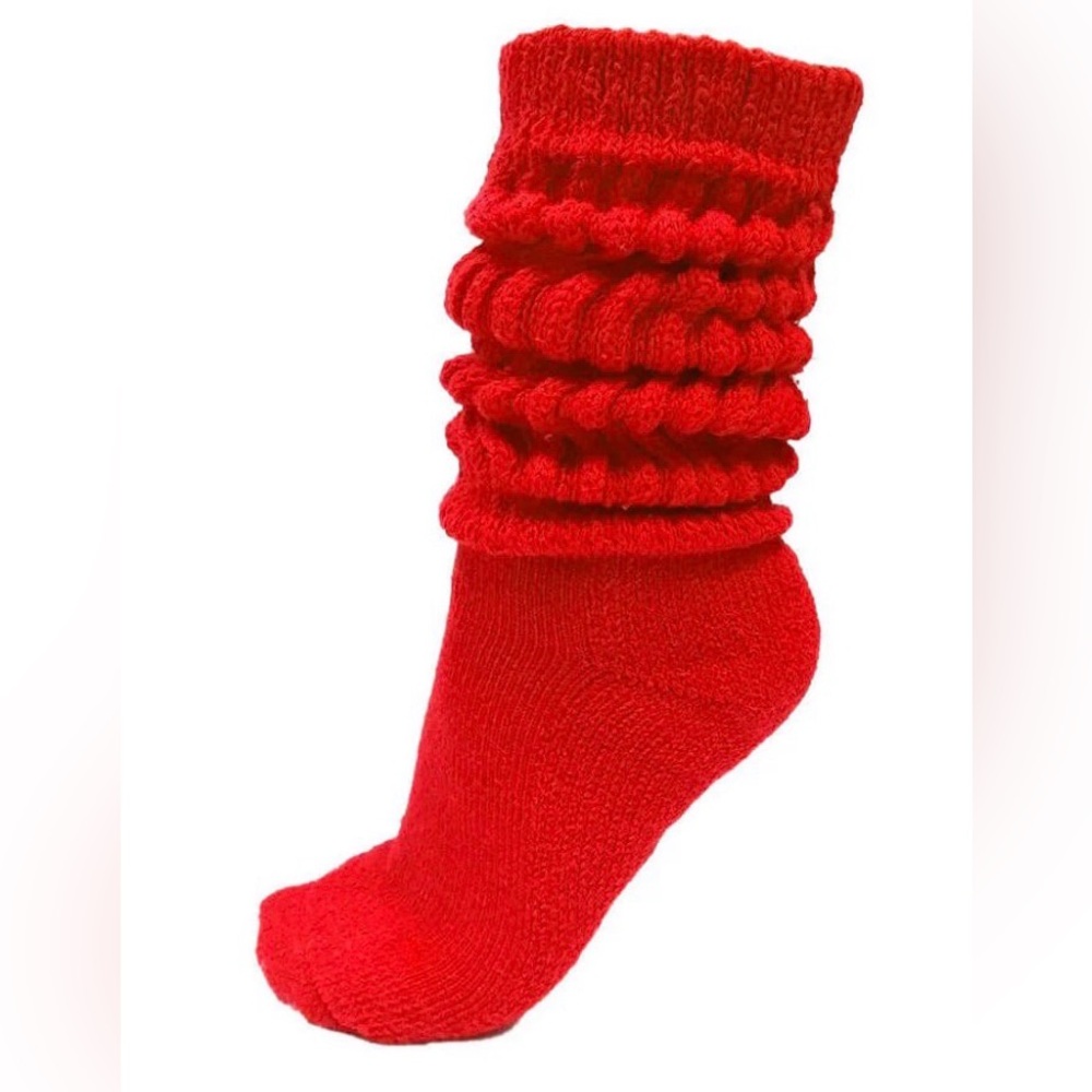 1/$10, Bundle 2/$17 or 3/$25 NEW Thick Red Slouch Cotton Knee High Scrunch Sock